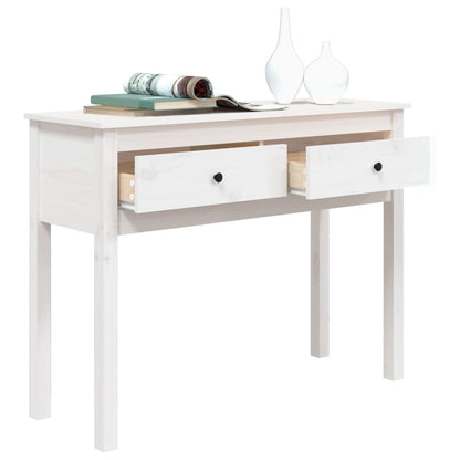 Console Table White 100x35x75 cm Solid Wood Pine