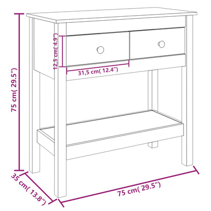 Console Table White 75x35x75 cm Solid Wood Pine