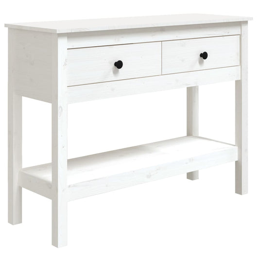 Console Table White 100x35x75 cm Solid Wood Pine
