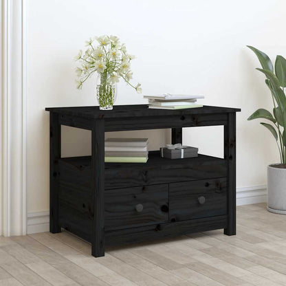 Coffee Table Black 71x49x55 cm Solid Wood Pine