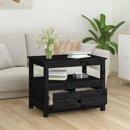 Coffee Table Black 71x49x55 cm Solid Wood Pine