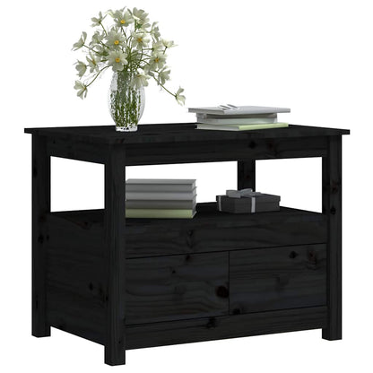 Coffee Table Black 71x49x55 cm Solid Wood Pine