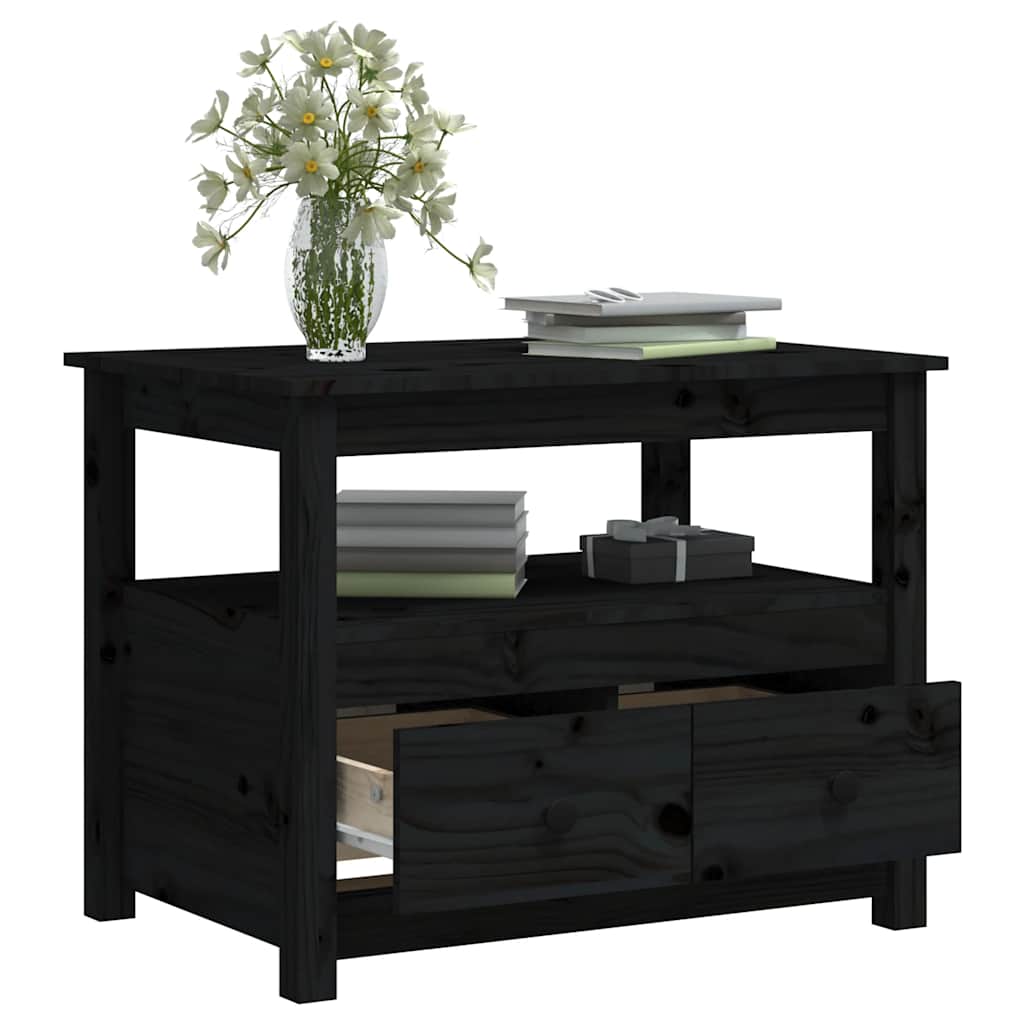 Coffee Table Black 71x49x55 cm Solid Wood Pine