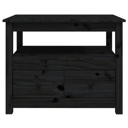 Coffee Table Black 71x49x55 cm Solid Wood Pine