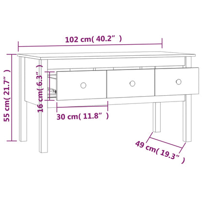 Coffee Table Black 102x49x55 cm Solid Wood Pine