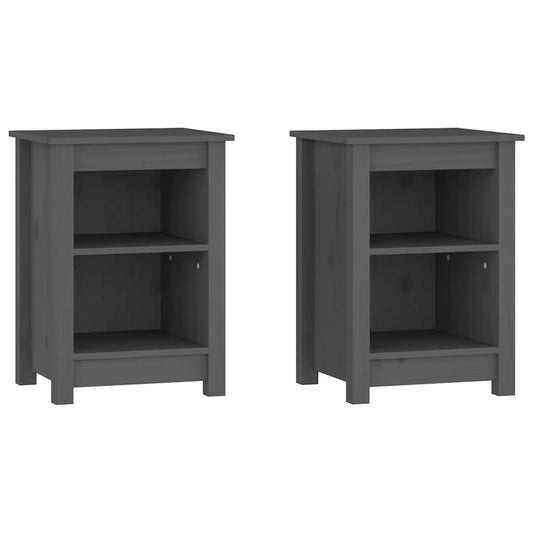 Bedside Cabinet | Set of 2 | Grey | Solid pine wood | 40x35x55 cm