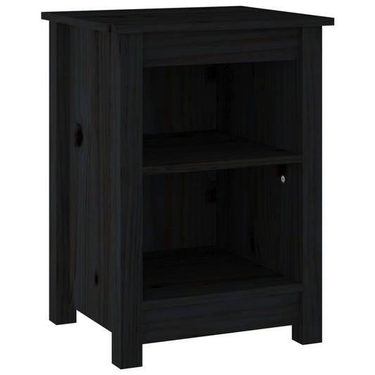 Bedside Cabinet Black 40x35x55 cm Solid Wood Pine