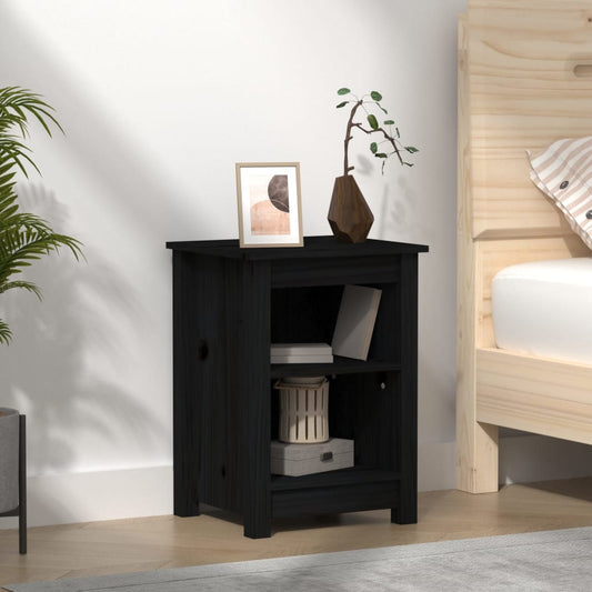 Bedside Cabinet Black 40x35x55 cm Solid Wood Pine
