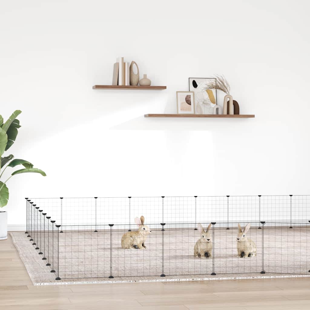 Pet Cage | Black | Powder-coated steel | 36-Panel | Collapsible