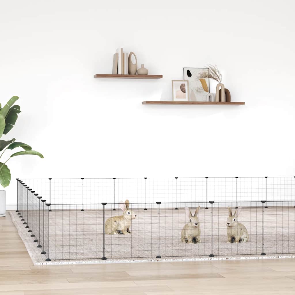 Pet Cage | Black | Powder-coated steel | 44-Panel | Modular | Pet Cage
