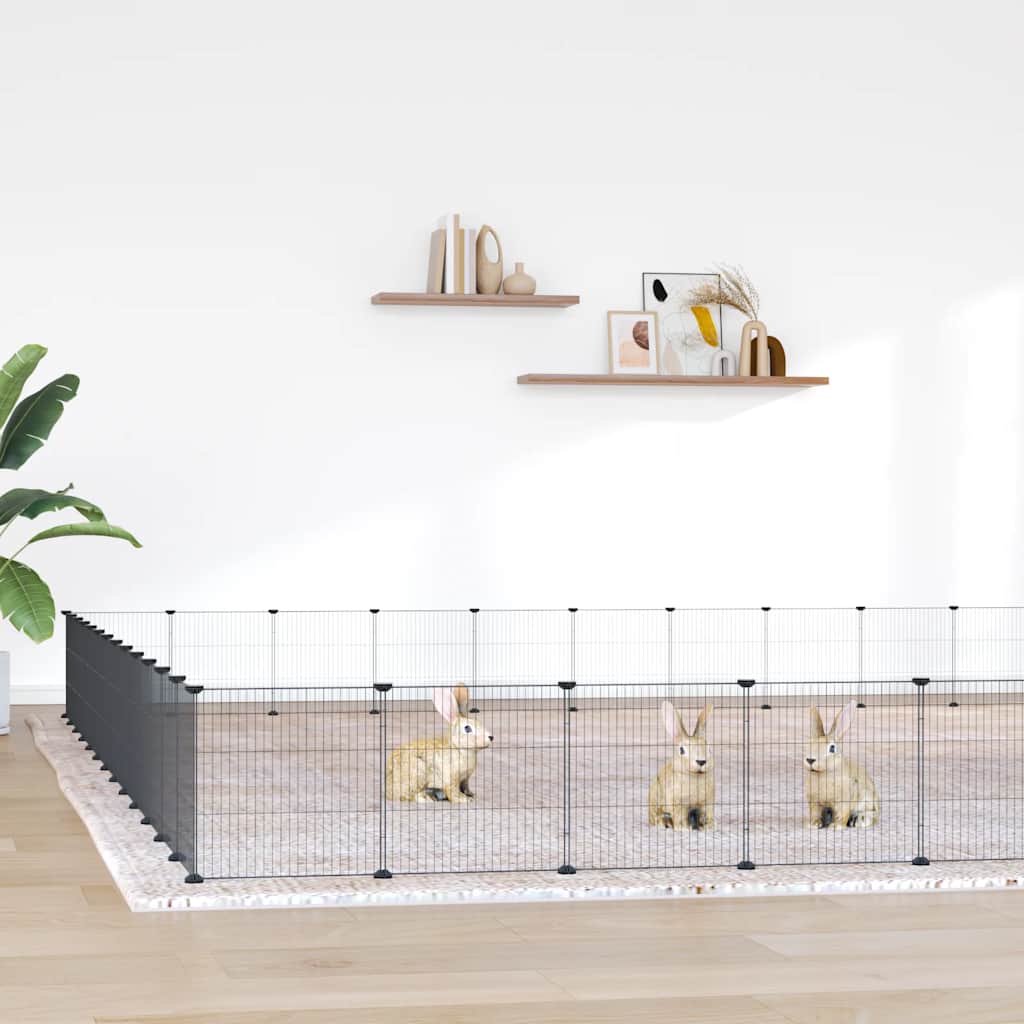 Pet Cage | Black | Powder-coated steel | Large | Adjustable Armrests