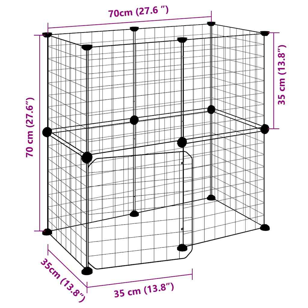 Pet Cage | Black | Powder-coated steel | Adjustable size