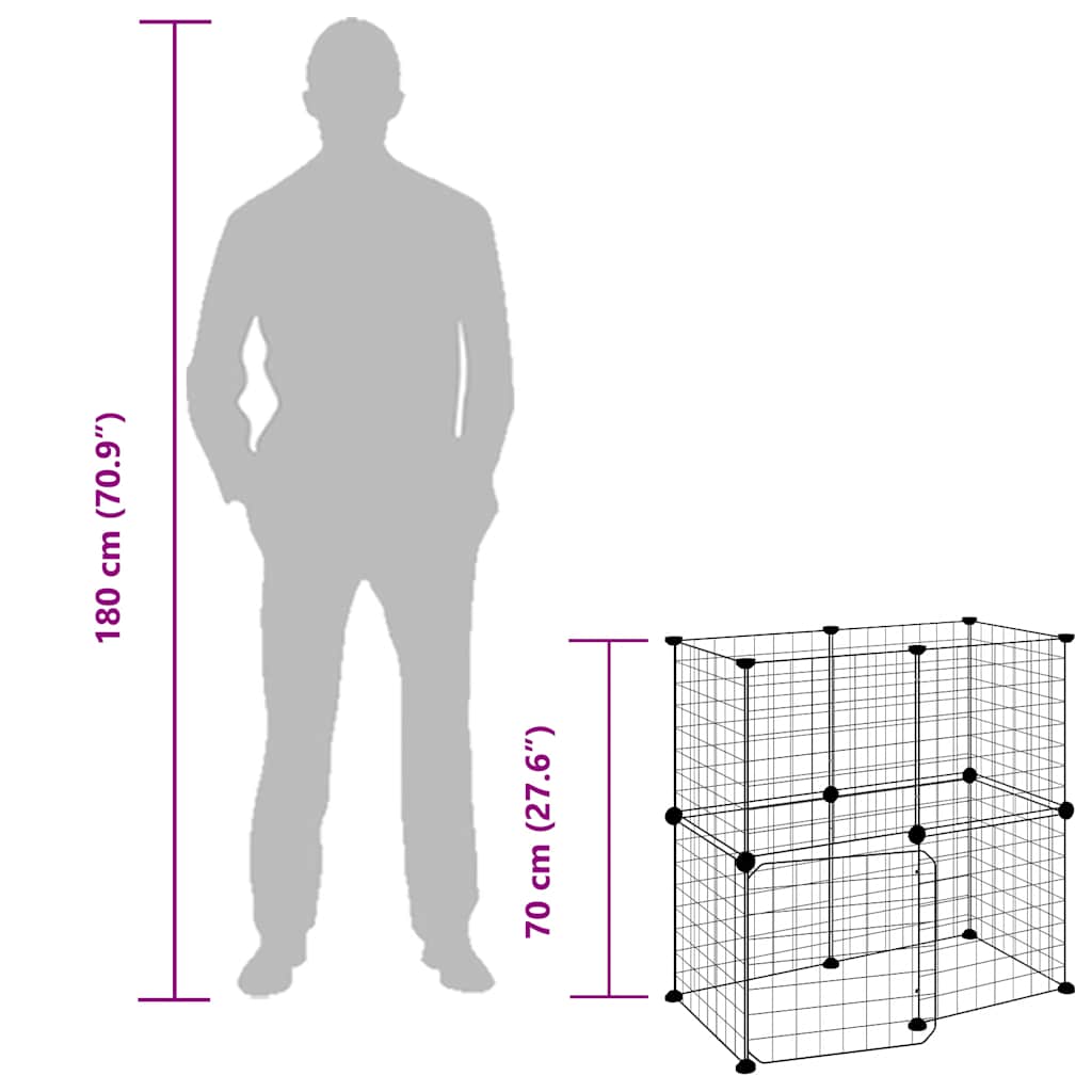 Pet Cage | Black | Powder-coated steel | Adjustable size