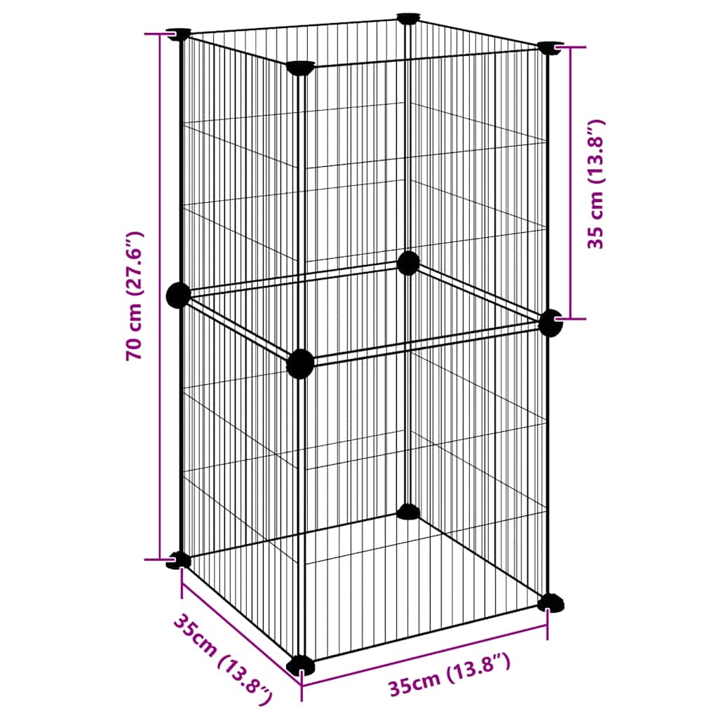 Pet Cage | Black | Powder-coated steel | 35 x 35 x 70 cm | Pet Cage