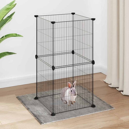 8-Panel Pet Cage Black 35x35x70 cm Steel