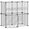 12-Panel Pet Cage with Door Black 35x35 cm Steel