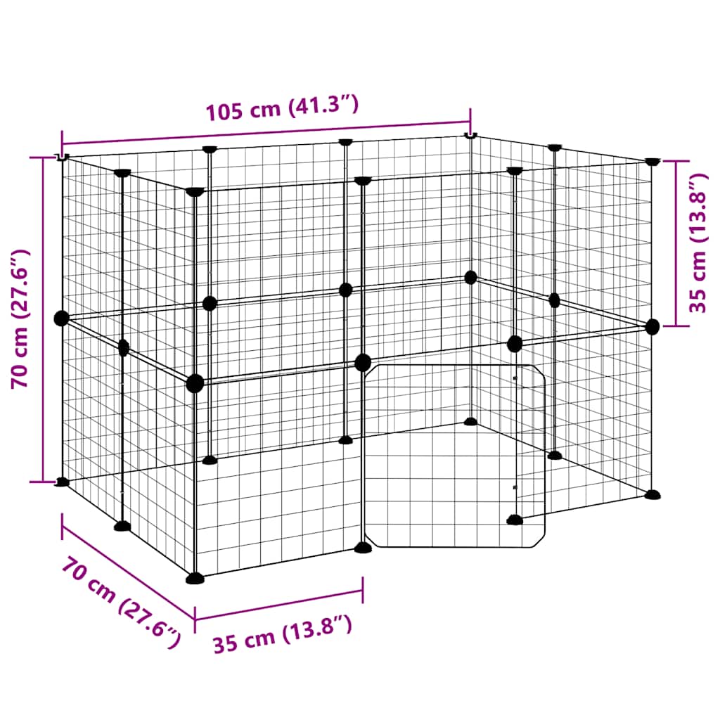 Pet Cage | Black | Powder-coated steel | 105 cm x 70 cm x 70 cm