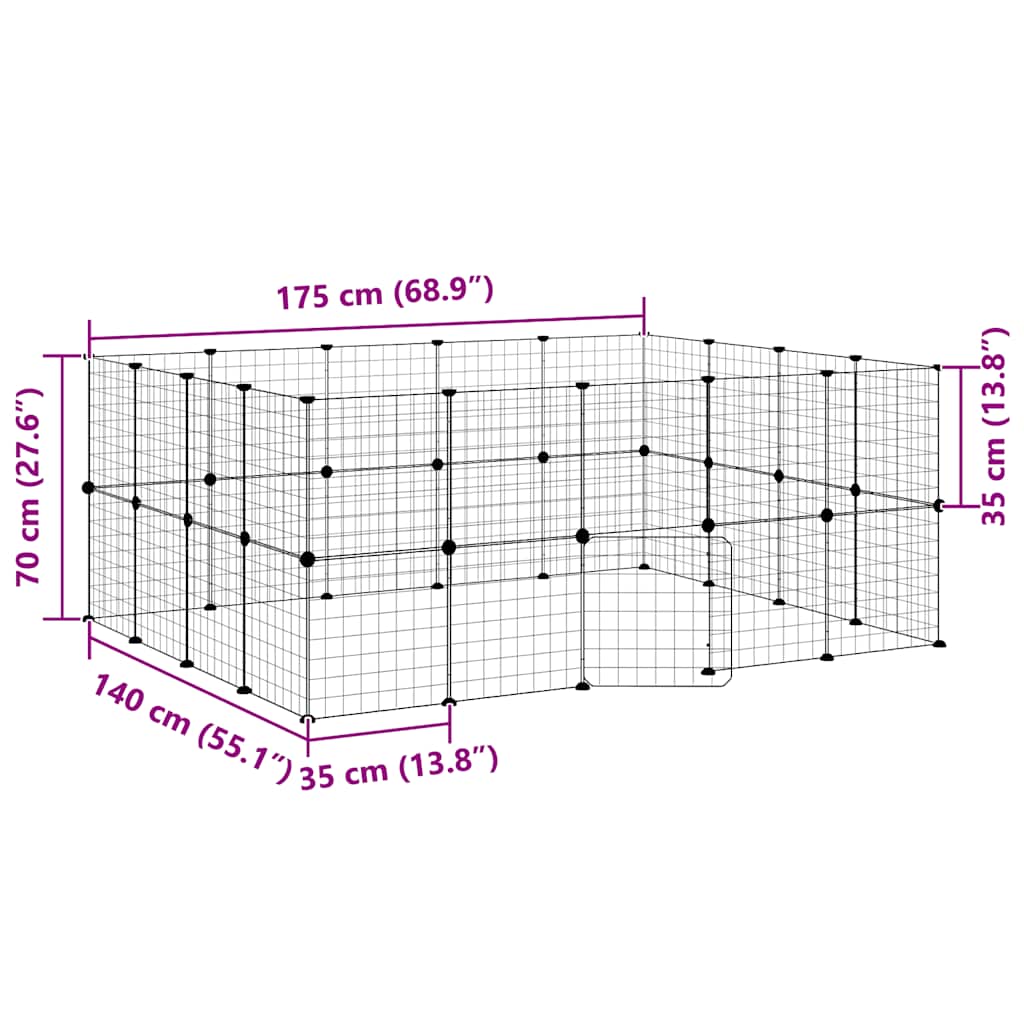 Pet Cage | Black | Powder-coated steel | Small Pet Cage | Collapsible