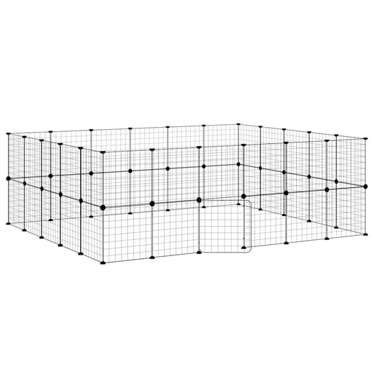 44-Panel Pet Cage with Door Black 210x175x70 cm Steel