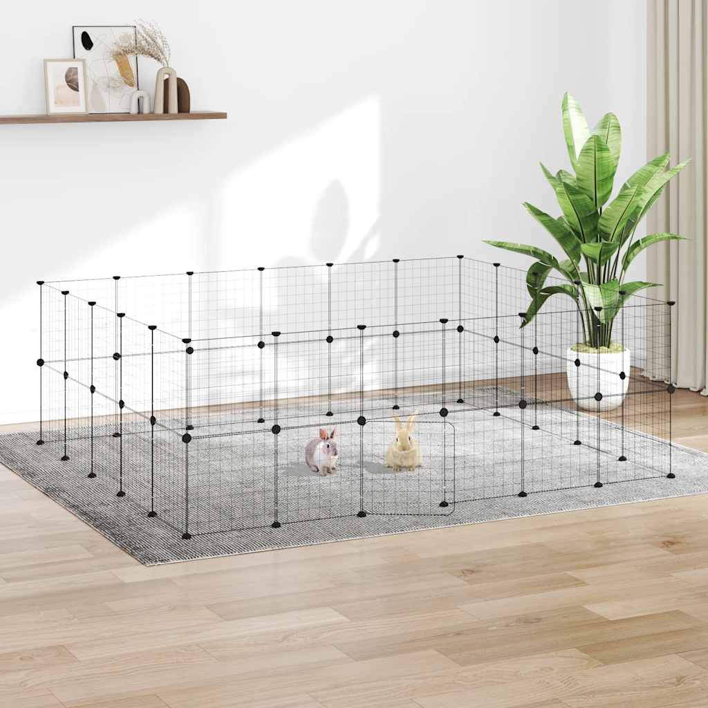 Pet Cage | Black | Powder-Coated Steel | Expandable | Animal Cage