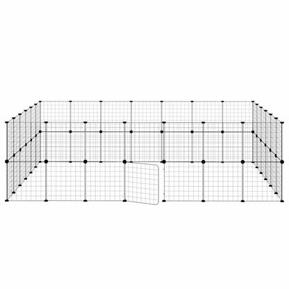 52-Panel Pet Cage with Door Black 35x35 cm Steel