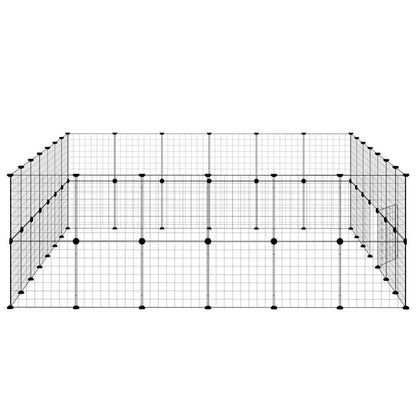 52-Panel Pet Cage with Door Black 35x35 cm Steel
