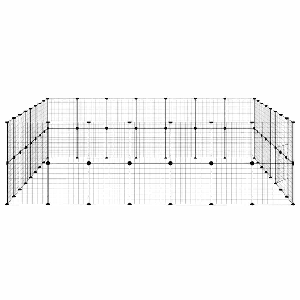 60-Panel Pet Cage with Door Black 35x35 cm Steel