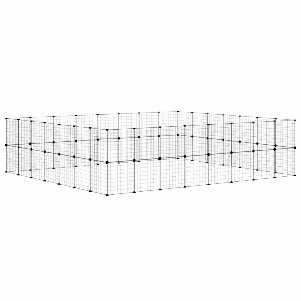 60-Panel Pet Cage with Door Black 35x35 cm Steel