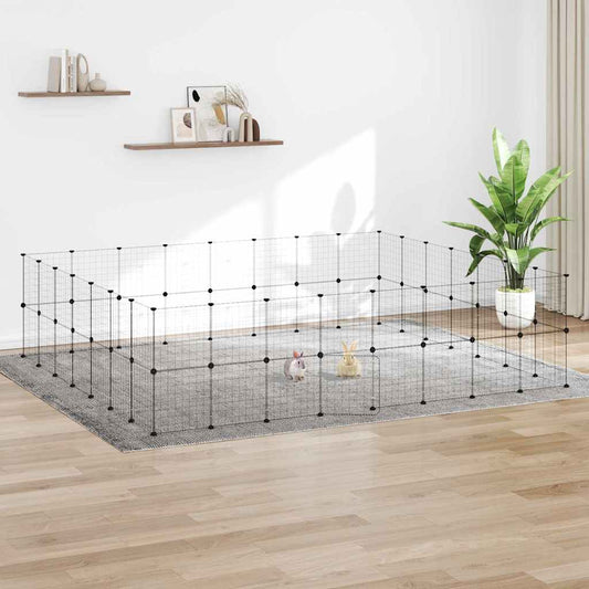 60-Panel Pet Cage with Door Black 35x35 cm Steel