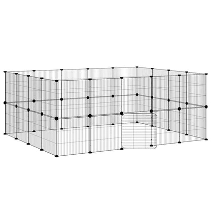 Pet Cage | Black | Powder-Coated Steel | 36-Panel | Expandable | Cage