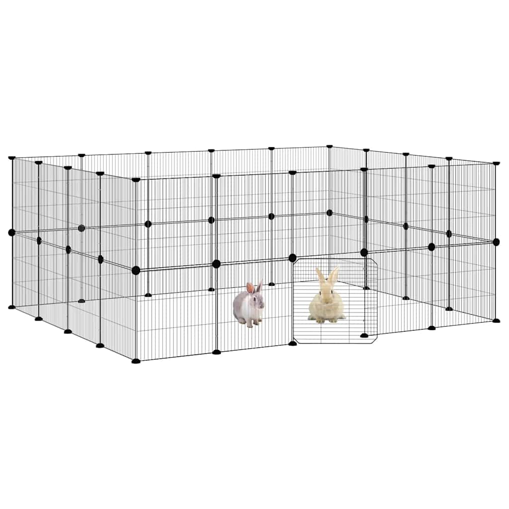 Pet Cage | Black | Powder-Coated Steel | 36-Panel | Expandable | Cage
