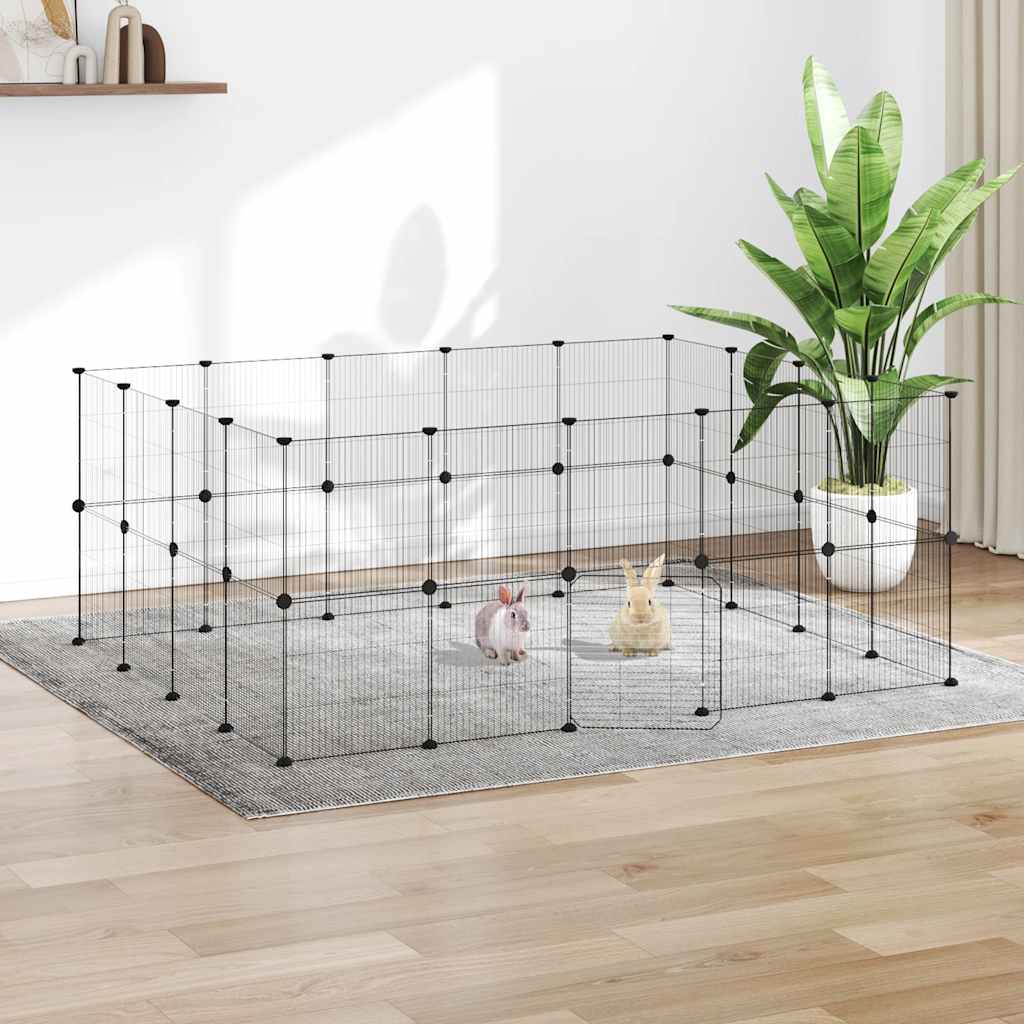 Pet Cage | Black | Powder-Coated Steel | 36-Panel | Expandable | Cage