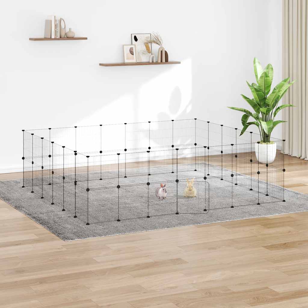 Pet Cage | Black | Powder-coated steel | Spacious | Adjustable Armrests