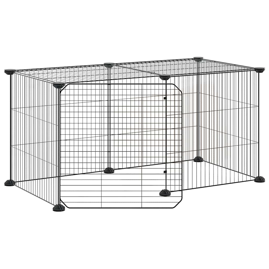 8-Panel Pet Cage with Door Black 35x35 cm Steel