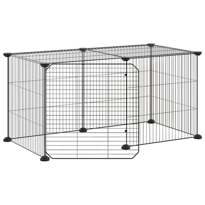 8-Panel Pet Cage with Door Black 35x35 cm Steel