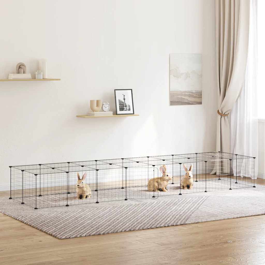 Pet Cage | Black | Powder-coated steel | 36-panel | Foldable | Pet Cage