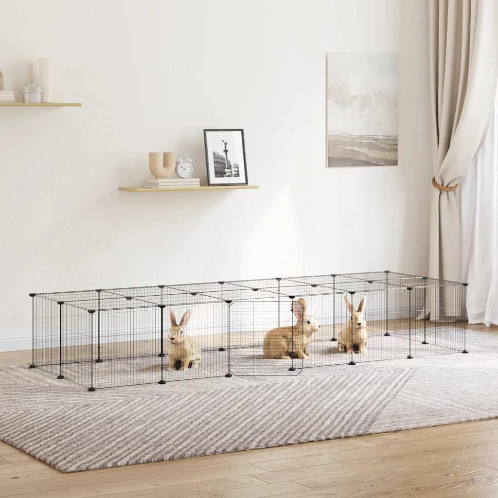 Pet Cage | Black | Powder-Coated Steel | Medium | Expandable | Pet Cage