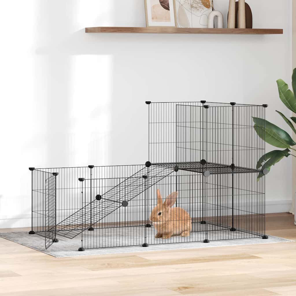 Pet Cage | Black | Powder-coated steel | Medium | Expandable | Cage