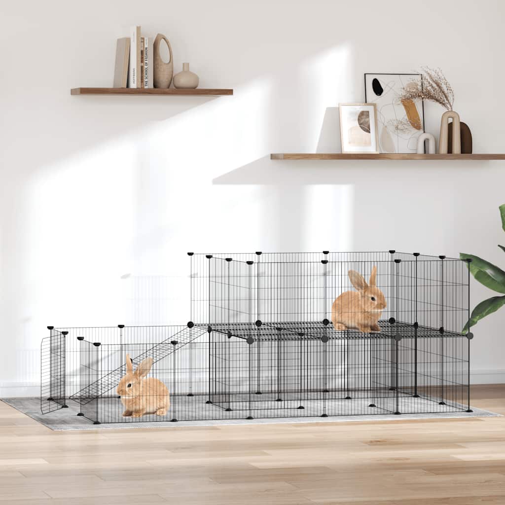 Pet Cage | Black | Powder-coated steel | Adjustable up to 35x35 cm panels