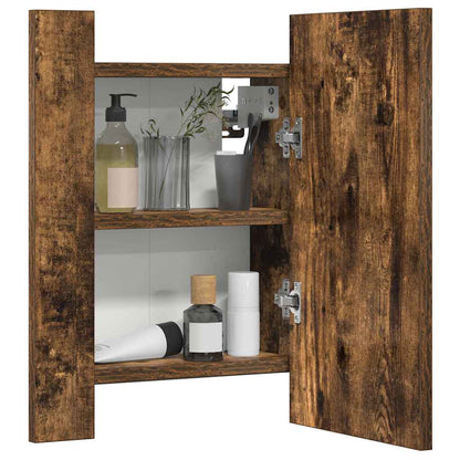 LED Bathroom Mirror Cabinet Smoked Oak 40x12x45 cm Engineered Wood