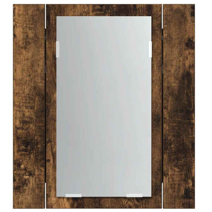 LED Bathroom Mirror Cabinet Smoked Oak 40x12x45 cm Engineered Wood