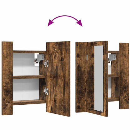 LED Bathroom Mirror Cabinet Smoked Oak 40x12x45 cm Engineered Wood