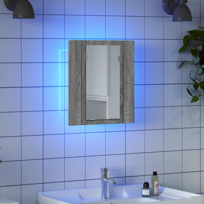 LED Bathroom Mirror Cabinet Grey Sonoma 40x12x45 cm Engineered Wood