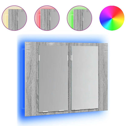 LED Mirror Cabinet Grey Sonoma 60x12x45 cm Engineered Wood