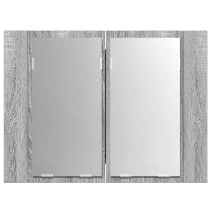 LED Mirror Cabinet Grey Sonoma 60x12x45 cm Engineered Wood