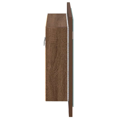 LED Mirror Cabinet Brown Oak 60x12x45 cm Engineered Wood