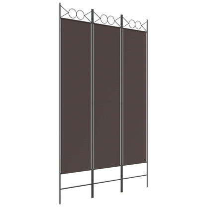 3-Panel Room Divider Brown 120x200 cm Fabric
