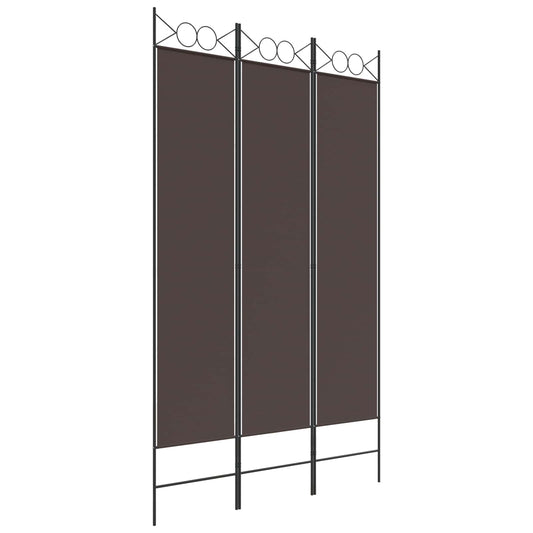 3-Panel Room Divider Brown 120x200 cm Fabric