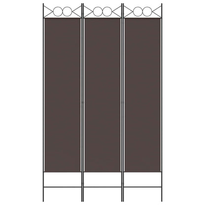 3-Panel Room Divider Brown 120x200 cm Fabric