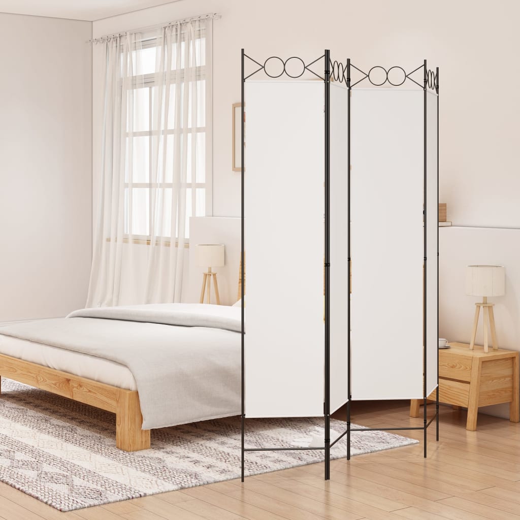 4-Panel Room Divider White 160x200 cm Fabric